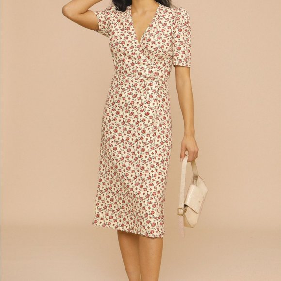 Rouje Floral Maxi Dress in Cream and Red - Picture 6 of 10